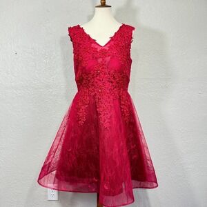 Beaded A-Line Dress 10 Quinceanera Homecoming Prom Sheer Tulle Floral Handmade